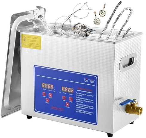 Commercial Ultrasonic Cleaner 6L,ultrasonic Cleaner Solution 40kHz with Digital Timer&Heater,for Industrial Parts Instrument Apparatus Cleaning