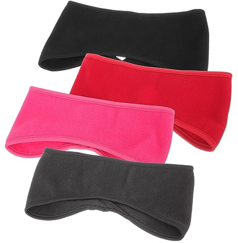 TINEASUR Fascia Elastica in Pile Caldo 4 Pezzi, Scaldaorecchie Unisex Traspirante Per Corsa, Ciclismo e Outdoor Inverno