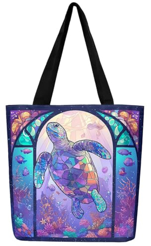 Loussiesd Seepferdchen Leinwand Einkaufstasche Ozean Kreatur Thema Stofftasche Meer Unterwasser Welt Tragetasche Meeresleben Sealife Stoffbeutel Wassertier Gedruckt Einkaufsbeutel