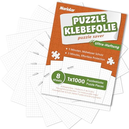 Nariolar Ultra-Haftung Puzzle Klebefolie, 8 Super Puzzlekleber zum Erhalt von 1000 Teile Puzzles und zum Schutz der Puzzles in nur wenigen Minuten