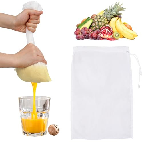 4 Pack Nylon Fine Mesh Strainer,8 × 12 Inches Cheese Cloth Bag for Straining, Multiple Usage Reusable Food Strainer Professional Cold Brew Filter for Straining Juice Coffee Yogurt Tea