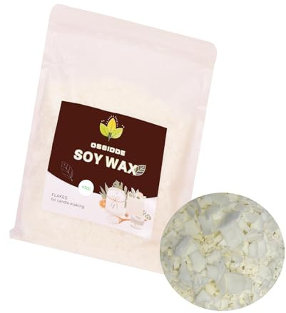 Cire de Soja pour Pots à Bougies et Bougies Chauffe-Plat 450G, 100% Naturelle Cire de Soja pour Bougies la Fabrication de Bougies Ossidde
