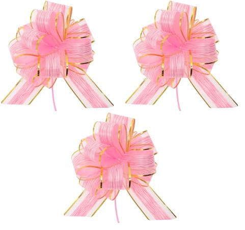CAPASTEC 3 STK. Geschenkschleife, Ziehschleifen, Schleifen für Geschenkverpackungen, Dekorative Schleifen für Hochzeiten Geburtstage Geschenktüten Geschenkkörbe, Pink