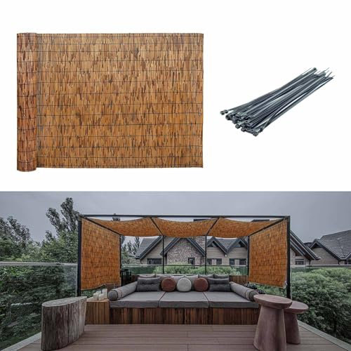Bliajkswyr Estera de Mimbre Privacidad Natural Vallas para Jardin 50 80 100 150 180 200 250 300 350 400 500cm Rollo de caña Bambu para Valla privacidad Protección Solar Varios tamaños