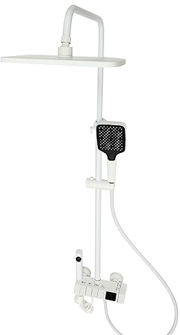 Weiß Duschsystem Duscharmatur Regendusche Duschset Duschpaneel Massage mit Handbrause, 4-stufige Serie-Digitales Warm- und Kaltwasser-Brause-Set-Weiß für den Einsatz in Pensionen,