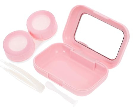 VALICLUD Caja de Lentes de Contacto Portátil con Espejo y Diseño Práctico de Almacenamiento, Material Vidrio y Abs, Adecuado para Uso al Aire Libre y Llevar Bolsa