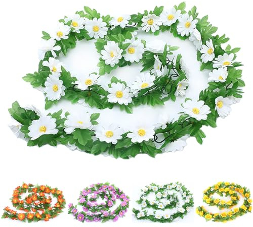LaresDay Künstliche Blumengirlande - 60 Kunstrosen, Faux Blumen Girlande für Dekoration, Weiße Rose mit Realistischer Nachbildung für Zuhause, Garten, Hochzeiten (Weiß)