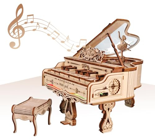 Music Park Puzzle 3D Bois Boîte À Musique Piano Maquette Adulte Construction Adulte Cadeaux Noël Et d'anniversaire Créatifs