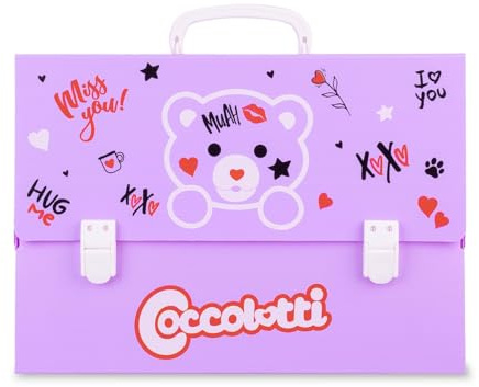 Colourbook Valigetta Portadisegni Coccolotti Love Viola Polionda 38x27 Cm Doppia Clip Maniglia Scomparsa Idrorepellente Scuola Bambini