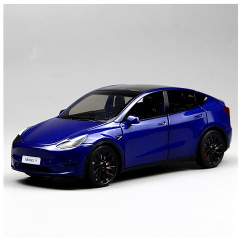 ZHRDWE Modellauto Metall 1:24 Für Tesla Model Y Diecast Metall Spielzeug Fahrzeuge Modell Auto Jungen Indoor Und Outdoor Spiel Autos(Blau)