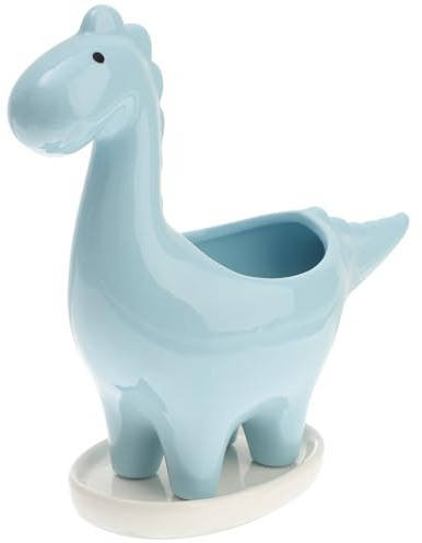 SHINEOFI Pot de Fleurs en Céramique Dinosaure Bleu pour Succulentes et Cactus, Décoration Moderne et Créative pour Bureau ou Maison