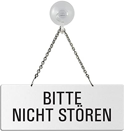 Schild Bitte nicht stören Melamin weiß 175x65 mm mit Saugnapfhaken Nr.31022-WS