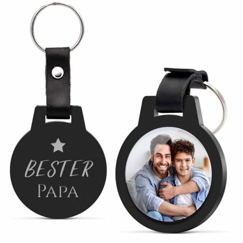 CHRISCK design Schlüsselanhänger personalisiert mit Foto und mit Gravur - kratzfest! Geschenke Papa Vatertag o. Geschenkidee für den Partner - Fotogeschenk Anhänger für Männer Freund