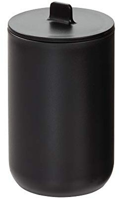 iDesign,28617, iDesign Behälter mit Deckel, runder Kunststoffbehälter für Kosmetik und Schminke, Wattestäbchen- und Wattepadspender für das Badezimmer, schwarz, 8,0 cm Durchmesser x 13 cm, Schwarz