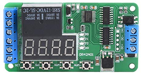 Akozon Relé temporizador multifuncional Interruptor de control de tiempo de doble canal DR42A01 12V