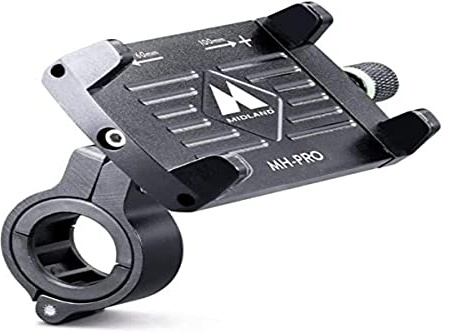 Midland - Porta Cellulare Moto MH-PRO Compatibile con Smartphone Fino a 6,7”, Supporto Telefono Moto con Griglia di Sicurezza in Silicone - Portacellulare Manubrio Universale, Facile Installazione