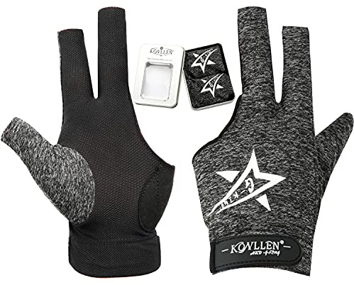 KONLLEN Billardhandschuhe für Links-/Rechtshänder L/XL Professionelle rutschfeste verstellbare und atmungsaktive Snookerhandschuhe Gängige Größen für Erwachsene