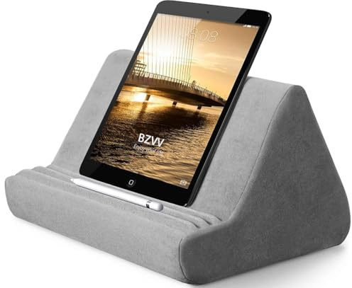 Weiches Tablet-Ständerkissen mit Tasche, Tablet-Kissenständer, verstellbarer 3 Betrachtungswinkel, fauler Halter für Bettsofa, kompatibel mit iPads, Tablets, eReaders, Bücher, Zeitschriften