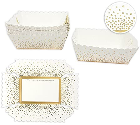 Frau WunderVoll® Kuchen Backformen 48 Stück, Gold Punkte zum zusammenstecken/Mini Kuchenform Backformen, Backförmchen, Muffin Backform, Papierbackform, Förmchen Papier Kastenform Einweg Backform