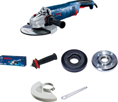 Bosch Professional amoladora angular GWS 24-180 JZ (potencia 2400 W, incl. brida, tuerca de apriete, cubierta protectora de ajuste rápido, llave de dos agujeros, empuñadura auxiliar)
