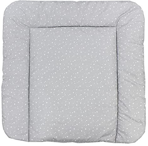 TupTam Baby Wickeltischauflage mit Baumwollbezug Gemustert, Farbe: Kleine Sterne/Grau, Größe: 70 x 60 cm