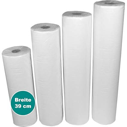9 Ärzterollen Ärztekrepp 39 cm breit 2-lagig Zellstoff 50 m 139 Abrisse | hochweißes Tissue, Hygieneunterlagen für Klinik, Praxis, Tattoo-Studio, Liegenabdeckung, Wickelunterlage Behandlungsbereiche