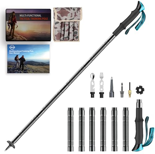 Tactical Walking Stick, Prime 15-in-1 Hiking Poles, Adjustable Multipurpose Tactical Hiking Stick for Men Women Outdoor Adventure Trekking Camping