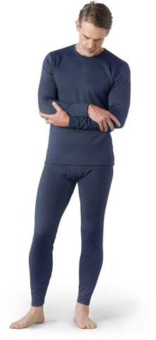 LAPASA Herren Innenfleece Thermounterwäsche Set, Thermounterhemd & Thermohosen Funktionsunterwäsche M24, Blau meliert (Extra warm), L