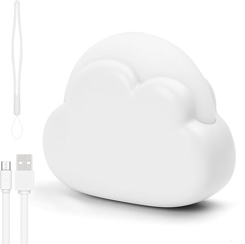 Jinlaili Veilleuse Enfant Rechargeable, Plastique LED Veilleuse Bébé Nomade Nuage, 4 Modes Lampe de Nuit Portable, Lampe de Chevet pour Chambre Enfant, Cadeau Naissance pour Fille Garçon (Blanc)