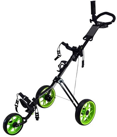 GolfRolfe 14354 Golf Trolley in schwarz mit grünen Reifen