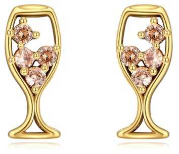 URONE champagne örhängen 925 sterlingsilver vinglas örhängen för kvinnor champagne smycken gåva för kvinnor