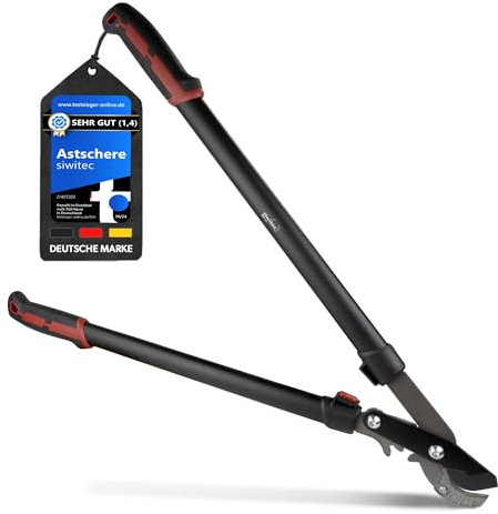 siwitec Amboss Getriebeastschere SG-22, Amboss Baumschere für frisches Holz bis zu Ø 40 mm, Astschere mit scharfer Klinge aus Kohlenstoffstahl, Länge: 75,5 cm, Baumschere, Gartenschere