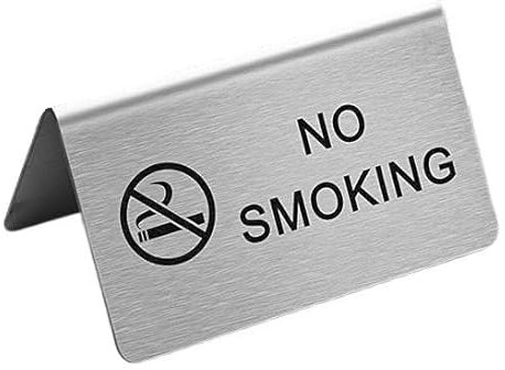 4 Stücke Rauchen verboten/No Smoking Tischaufsteller Edelstahl 100 X 60 mm Nichtraucher Metall Tischschild Restaurant Büro Nichtraucher Schreibtisch (A)