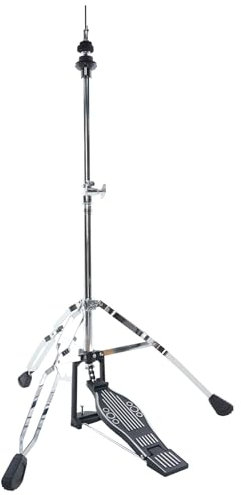 Rhythm Bytes Hi-Hat-Ständer, doppelstrebig, 3-Bein, höhenverstellbar, mittelschwere Konstruktion für Hi-Hat-Becken, mit MProfessional langem Trittbrett, poliertes Chrom
