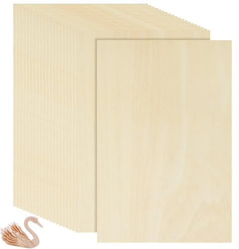 VIDETOL 24 Pièces Natural Contreplaqué, 300 x 200 x 1,5 mm Feuilles de Bois, Panneau Bois Non Finie pour Décorer, Modélisme Architectural, l'artisanat