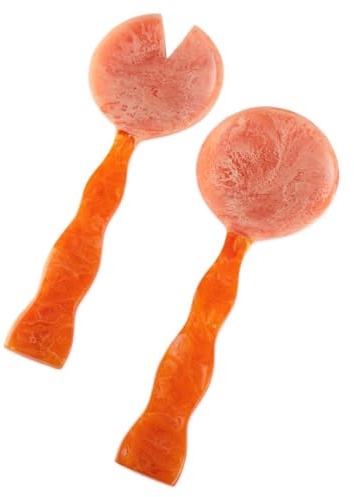 Folkulture Salad Servers or Salad Tongs, Set of 2 Serving Spoons in Kitchen Essentials or Kitchen Utensils Set, 12 Resin Salad Tongs for Serving, Salad Hands, Serving Utensils or Serving Tongs