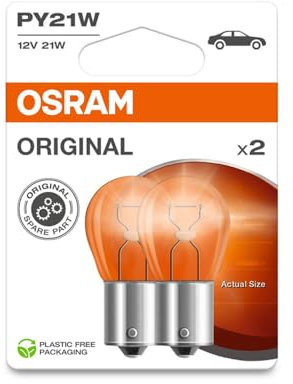 OSRAM ORIGINAL LINE 12V, PY21W, signal lamp, Metal Base, Double Blister, (2 lamps)