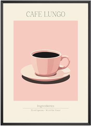 MJ-GRAPHICS® Kaffee Bild A4 Küchenbilder Deko Wohnzimmer Poster - Retro Cocktail Küchenposter ohne Rahmen