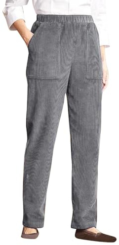 Pantalon Velours Côtelé Femme Taille élastique Pantalon Droit Femme Grande Taille Chic Ample avec Poche Pantalon Femme Hiver Printemps Confortable Casual Sport Jogging