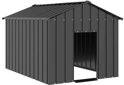 vidaXL Hundkoja med tak 113x153x101 cm galvaniserat stål, hundhus, hund koja, utomhuskennel, hund hus, hund kojor, utomhuskennlar