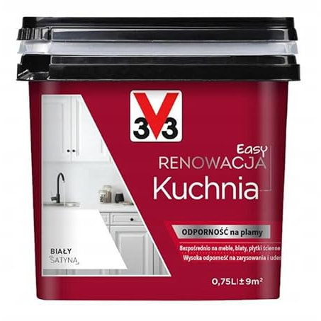 V33 Möbelfarbe Weiß Matt ohne Schleifen – Für Küche & Bad – 750ml Lack auf Holz, MDF, Kunststoff – Abwischbar & hitzebeständig – Renovierfarbe