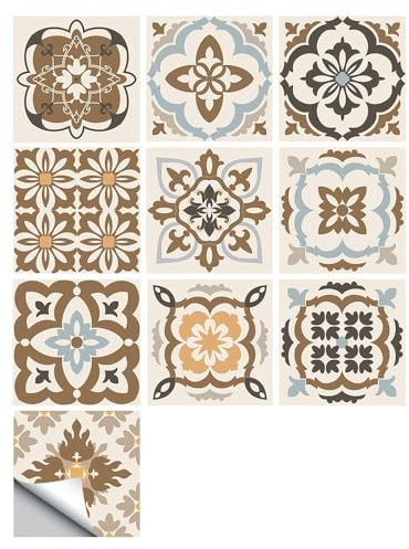 20 PCS Fliesenaufkleber Selbstklebende,Einfache Farbe,marokkanischer Stil,Fliesen Fliesenaufkleber für Bad und Küche Deko Wasserfest Fliesen Aufkleber,20x20cm