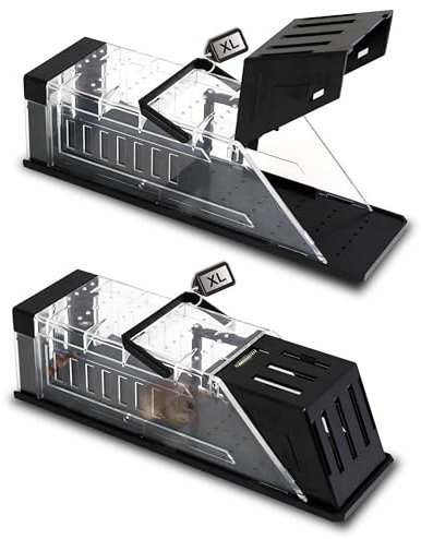 29 x 9 x 9 cm - Lot de 2 pièges à souris vivants - Très sensibles - Facile à utiliser - Sans danger pour les animaux de compagnie et les enfants - Réutilisables - Pour souris, souris humaines - Sans