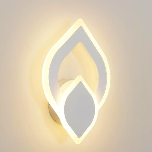 SENQIU LED Wandleuchte Innen, 16W Warmweiß 3000K Acryl Wandlampe | Moderne Design Wandbeleuchtung Weiß für Wohnzimmer Schlafzimmer Korridor Treppenhaus Beleuchtung Wand Licht