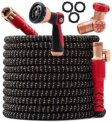 Pocket Hose Copper Head w/New Pocket Pivot Expandable Garden Hose 150FT, AS SEEN ON TV, Swivels 360°, Advanced Tri-Tex Tubing & Force Field Jacket, 3X Stronger, Lead-Free, No-Kink, Anti-Burst w/APT