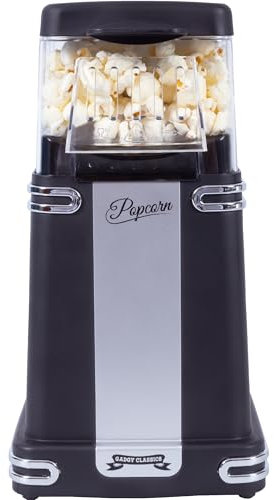 Gadgy Popcornmaschine Heissluft - Retro Popcorn Maker - Popcorn Maschine für Fettfreies Ölfreies Popcorn - Gesunder Snack ohne oder mit Zucker und Öl - Popkorn Maschine schwarz für Zuhause