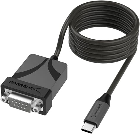 SABRENT USB-C to DB9 Serial RS-232 Adapter Cable, Prolific PL2303GS Chipset, USB 2.0, 1bps-12Mbps Baud Rate, for POS Terminals, Modems, GPS, Industrial Devices 180cm (CB-D9C6)