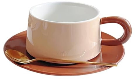 Tazas de café,Taza Juego de tazas de café Juego de taza y platillo de café de cerámica con cuchara for uso doméstico, taza de té de la tarde inglesa de estilo coreano, taza de café de juego de té de a