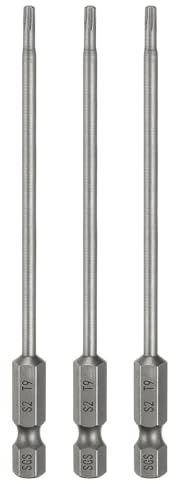 sourcing map T9 Torx-Kopf-Schraubendreher-Bits, 6,35 mm Sechskantschaft, 100 mm lang, magnetisch, ohne Loch, manipulationssicher, 6-Punkt-Stern-Schraubendreher-Bits, S2-Stahl, industrielle