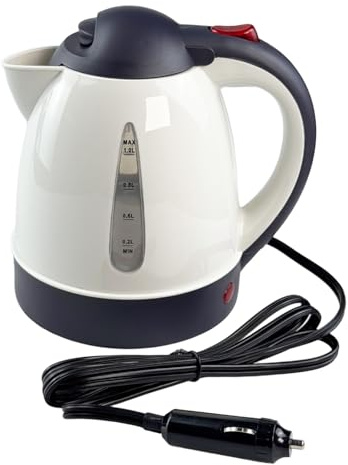 24V 250W Car Electric Kettle, Portable 1000ml Truck Kettle With Cigarette Lighter Charger, Stainless Steel Travel Kettle for Hot Water Coffee Tea